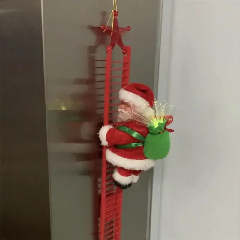 Electric Climbing Santa Claus Christmas Ornament - Festive Red Ladder
