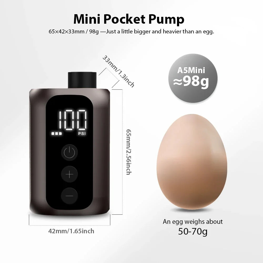 A5mini Portable Wireless Air Pump 100PSI Rechargeable Brown