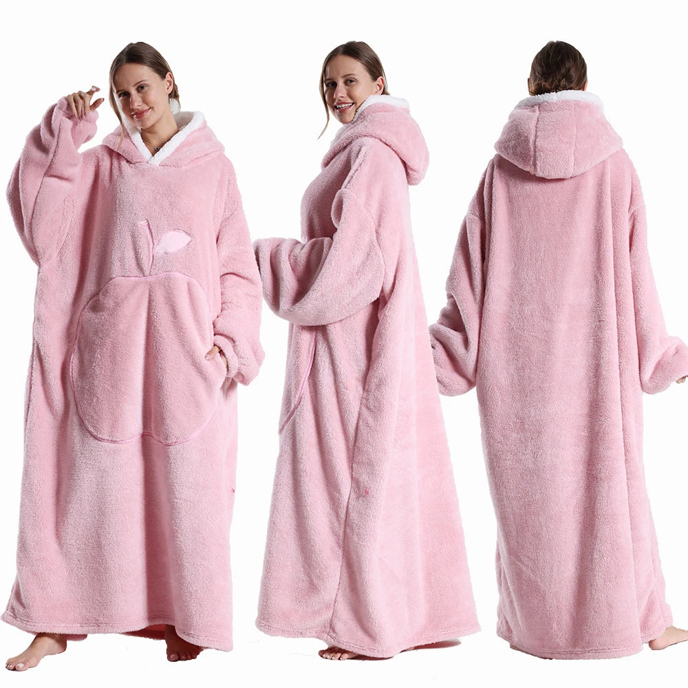 Oversized Hooded Fleece Blanket for Adults