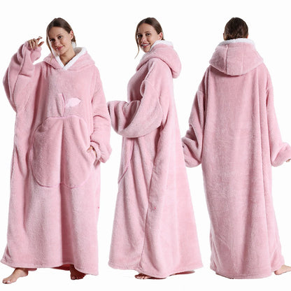 Oversized Hooded Fleece Blanket for Adults