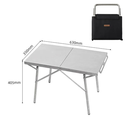 Folding Stainless Steel Camping Table Heat-Resistant Silver