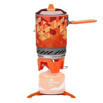 Portable Camping Cooking System 1L Gas Stove Burner Orange