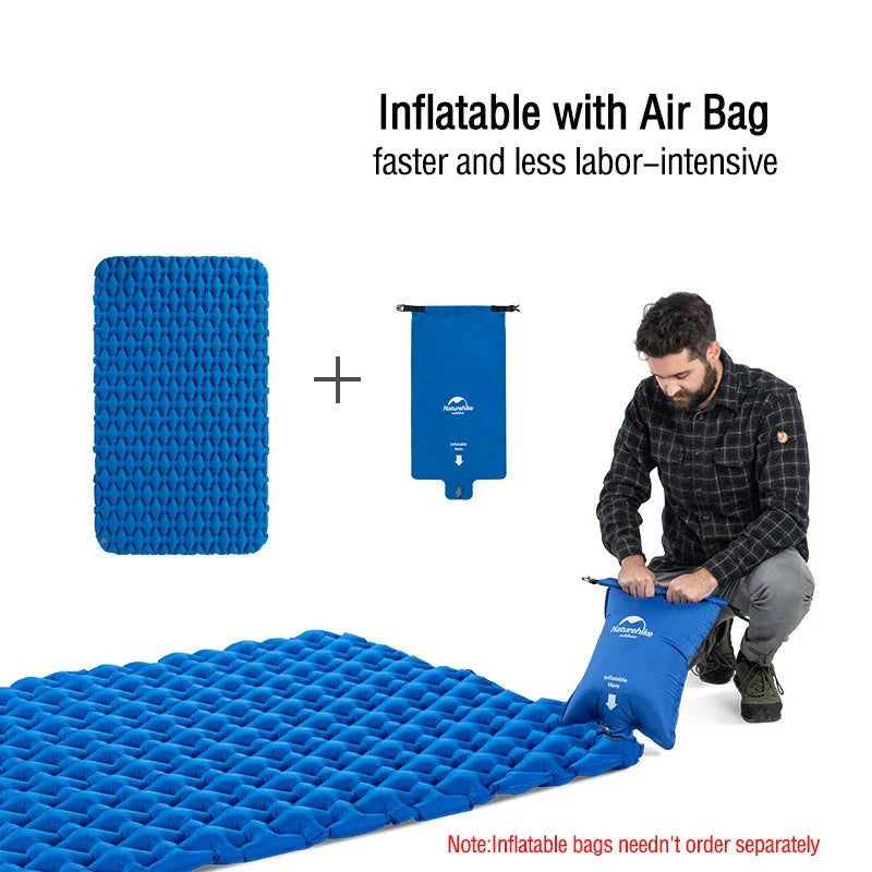 Double Air Mattress Inflatable Sleeping Pad Blue