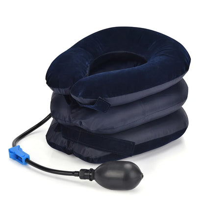 Inflatable Cervical Neck Traction Pillow Pain Relief Device Blue