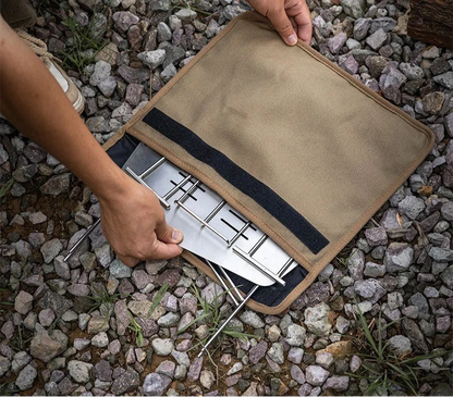 Portable Stainless Steel Folding BBQ Grill Stove Silver