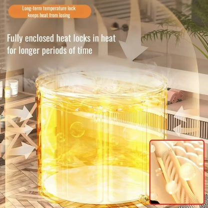 Foldable Portable Bathtub Insulated Full-Body Bath Bucket Yellow