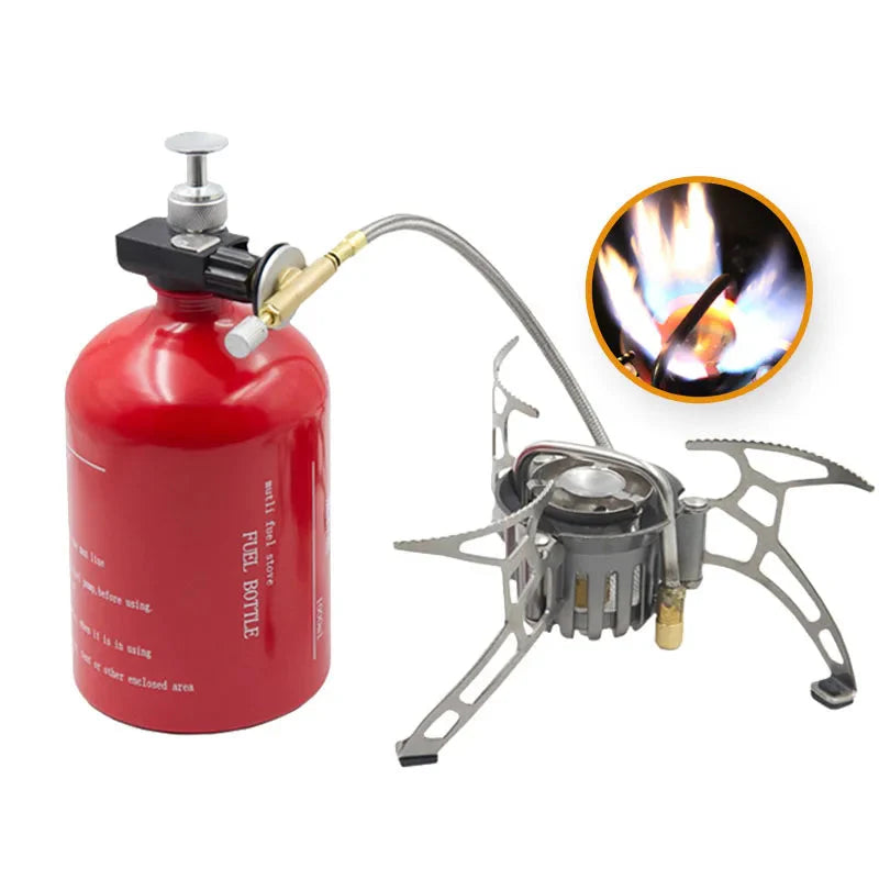 1000ml Dual-Fuel Gasoline Gas Stove Silver