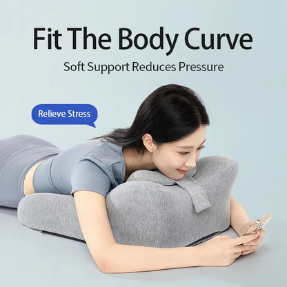 Multifunctional Prone Position Lie Pillow Ergonomic Knit Cushion Grey
