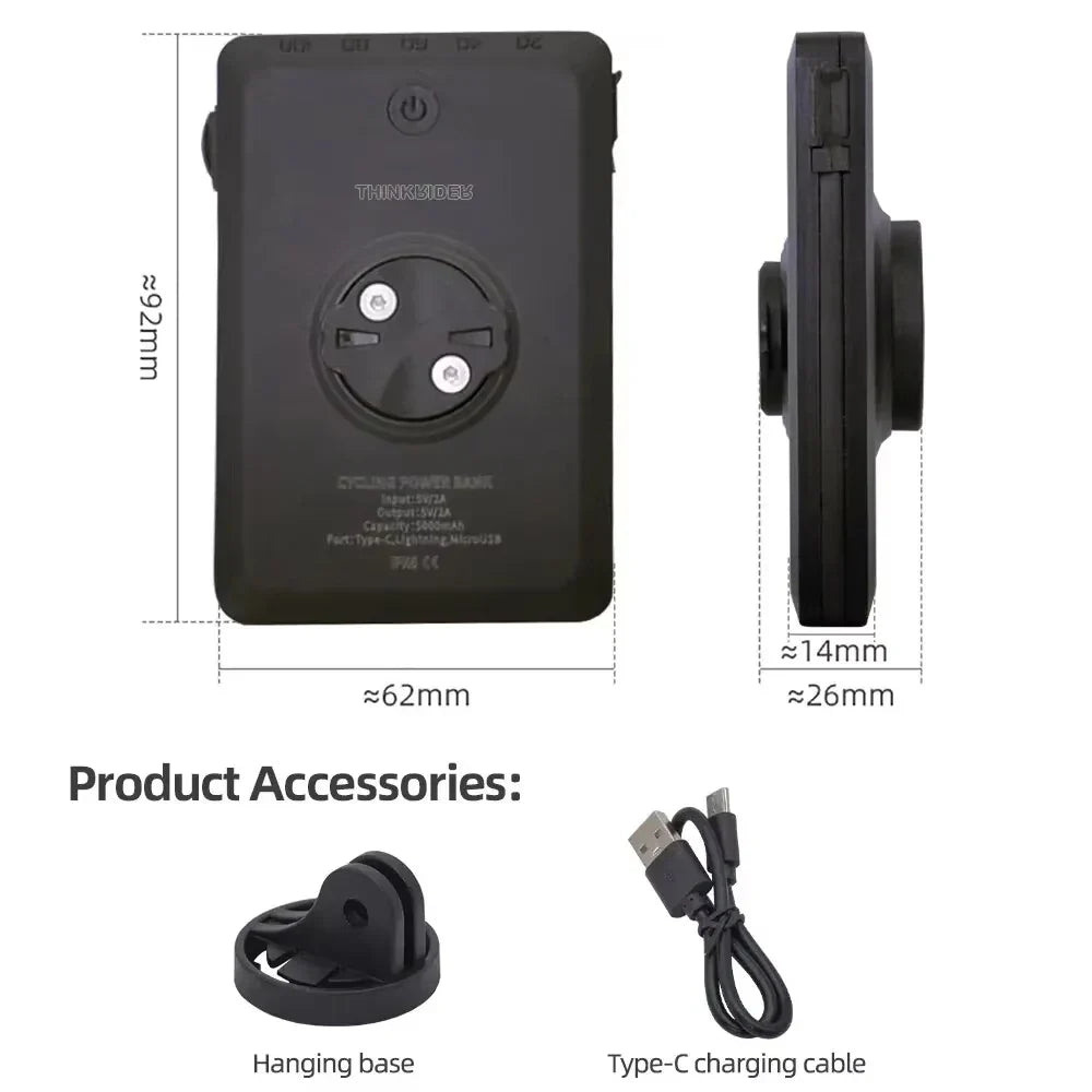 Bike Headlight with Garmin/GoPro Mount USB Rechargeable Black