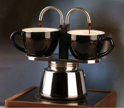 Mini Moka Pot 200ml Double-Tube Espresso Coffee Maker Silver