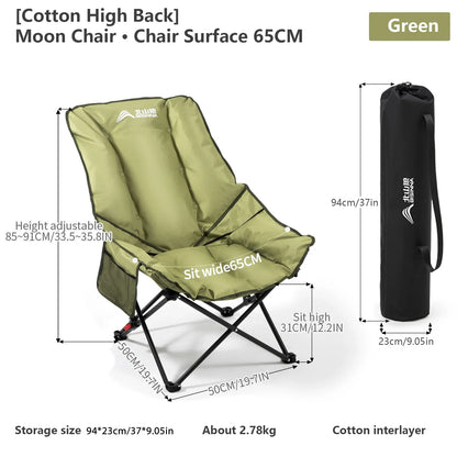 High-Back Adjustable Camping Moon Folding Leisure Chair Green