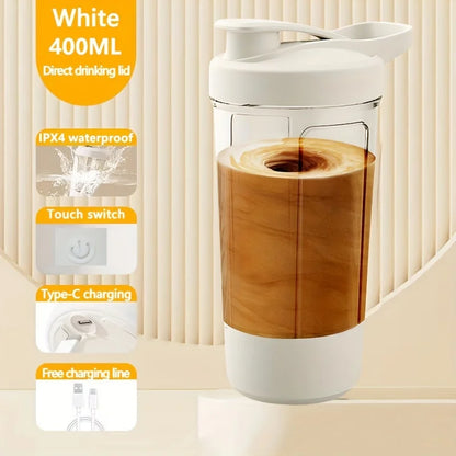 13.53 Oz Portable Electric Self-Stirring Cup USB Bottle White