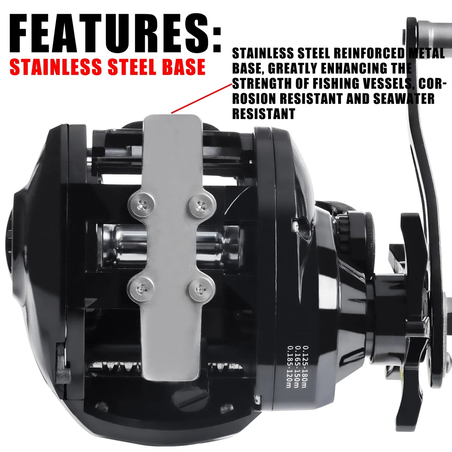 Large Electronic Baitcasting Reel Digital Display Right Hand Black