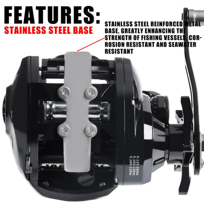 Large Electronic Baitcasting Reel Digital Display Right Hand Black