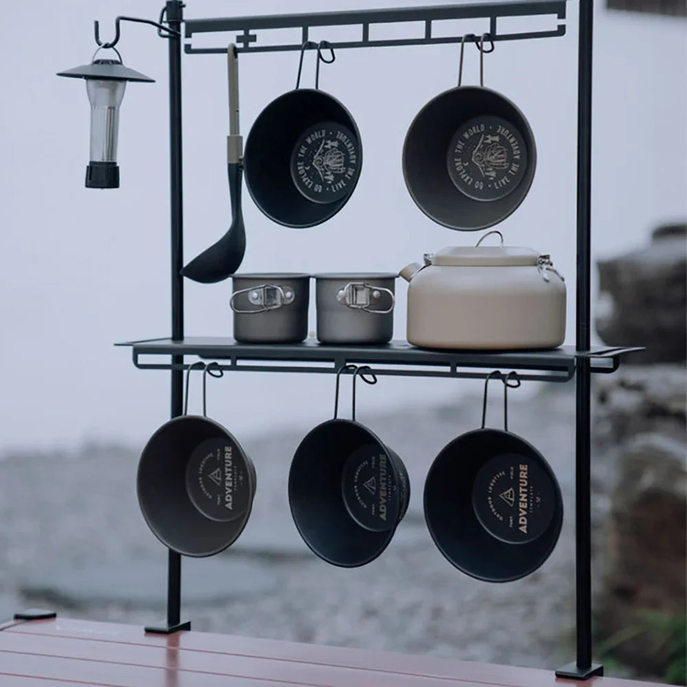 Camping Storage Detachable Organizer Rack Black