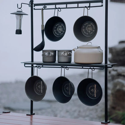 Camping Storage Detachable Organizer Rack Black