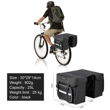 25L Rear Seat Double Pannier Cycling Bag Black