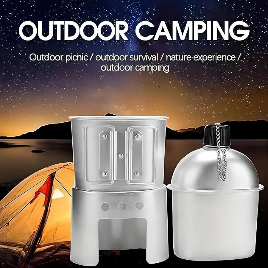 Camping Water Cup with Storage Pouch Silver