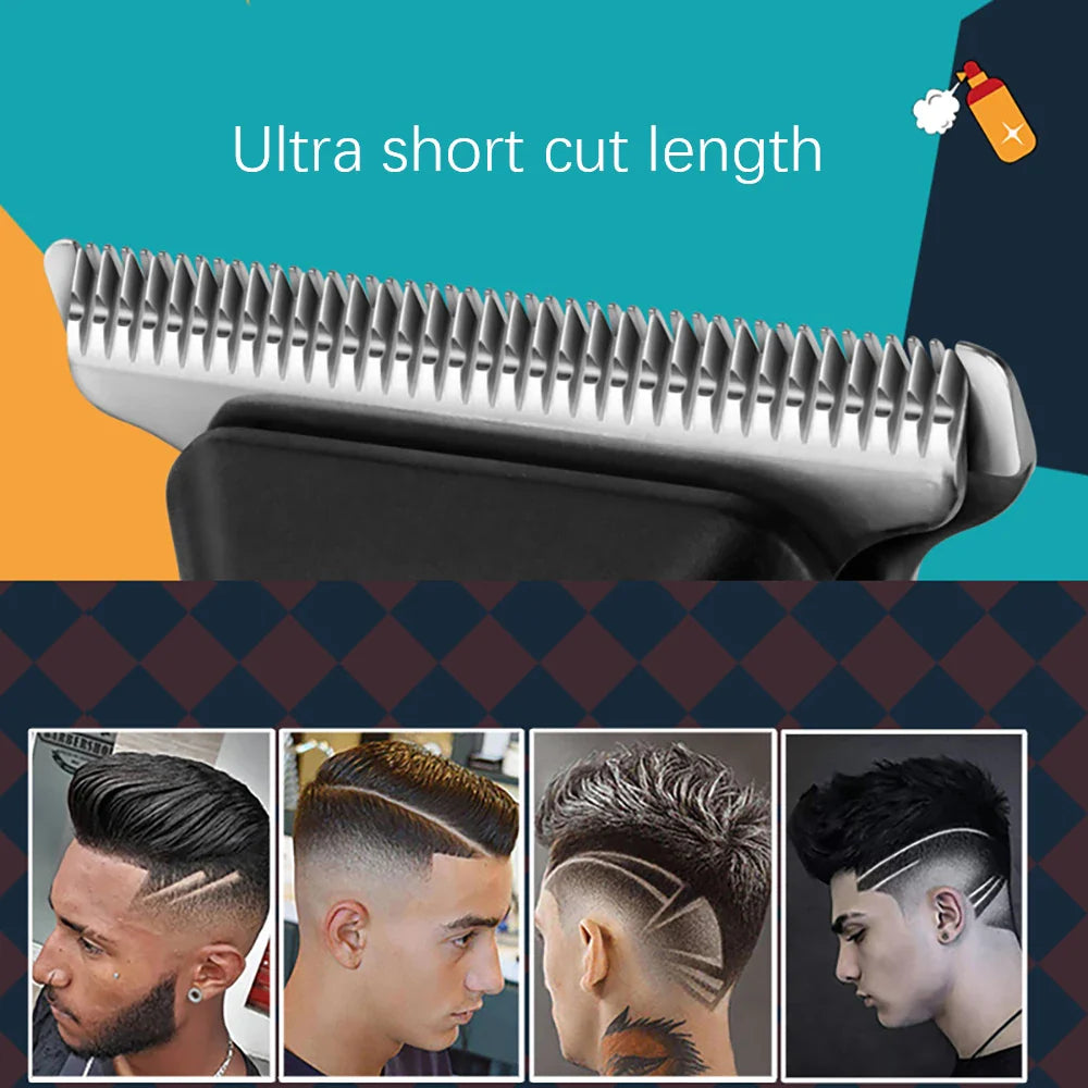 Hair Trimmer for Men 0mm T-Blade Electric Clipper Beard Razor Black