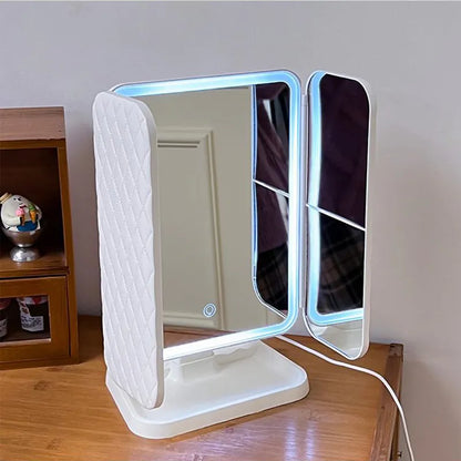 Trifold LED Makeup Mirror - Smart Complementary Beauty Lights
