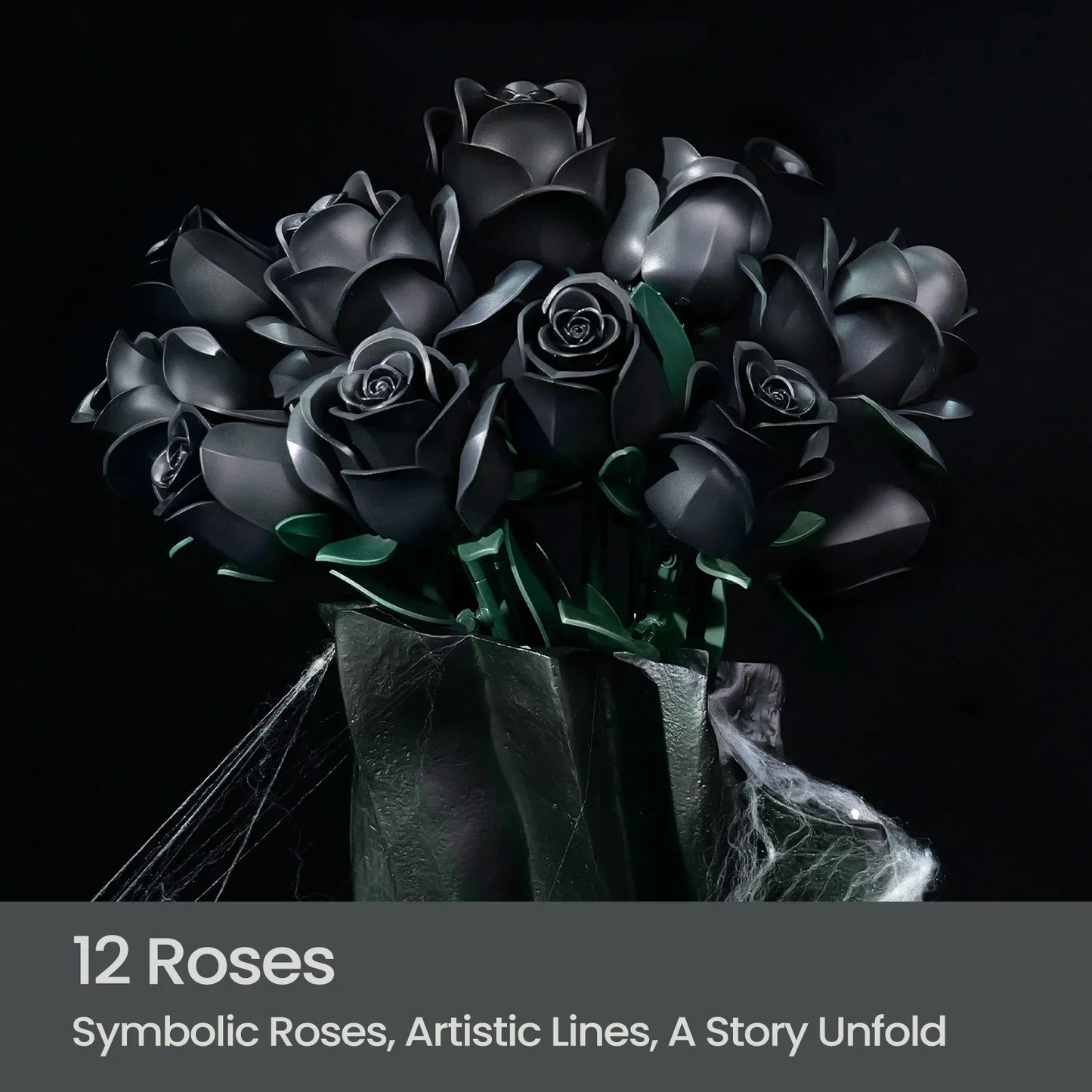 Black Rose Building Block Set Gothic Bouquet (12 PCS)