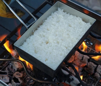 Portable Thickened Camping Frying Pan Silver