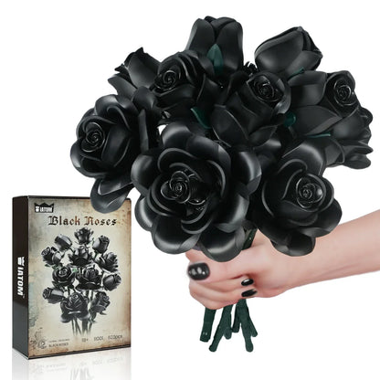 Black Rose Building Block Set Gothic Bouquet (12 PCS)