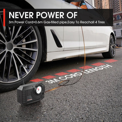Mini Electric Air Pump 20L/Min Portable Tire Inflator Black