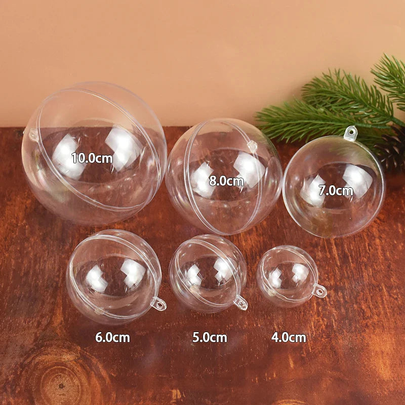Set of CM Christmas Transparent Fillable Balls - Xmas Tree Hanging Ornaments (6cm, Plastic)
