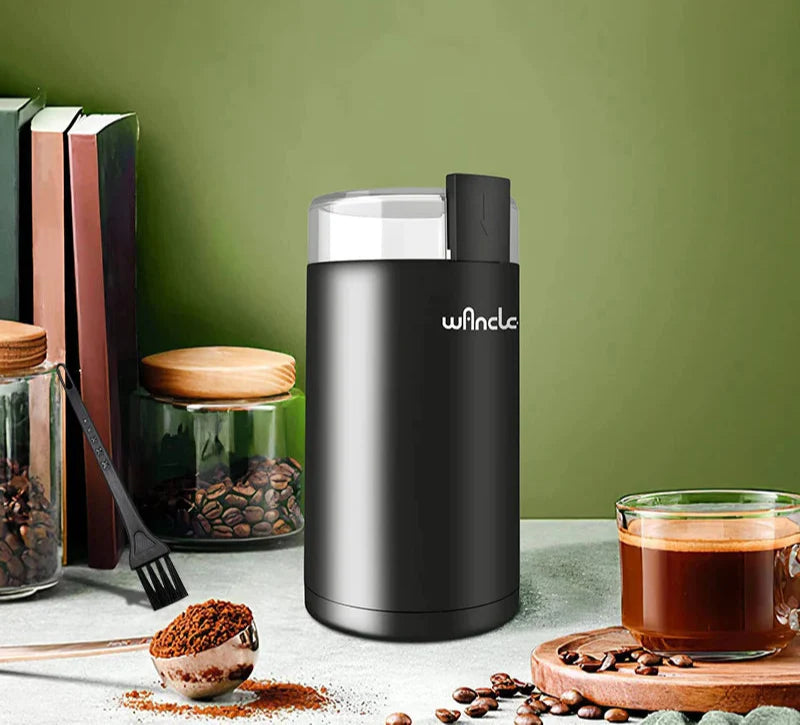 200W High Power Electric Coffee Grinder One Touch Operation Black