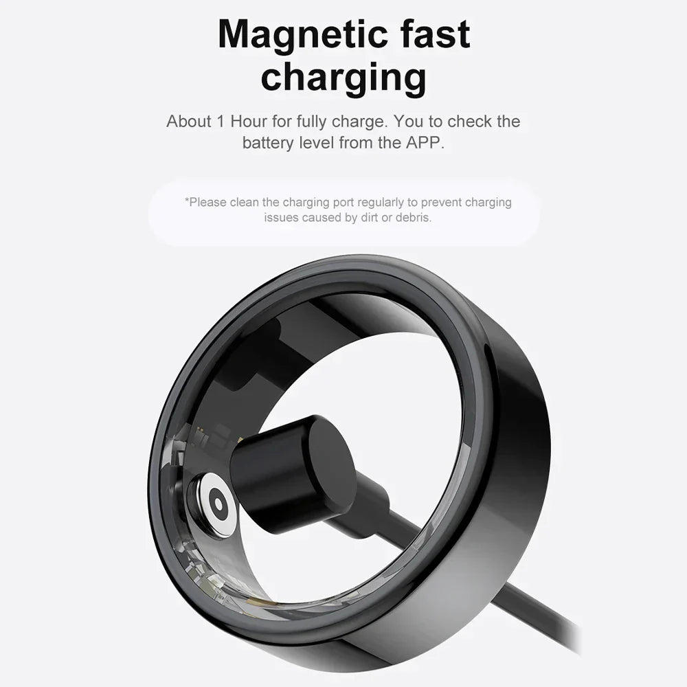 Titanium Steel Smart Ring with Health Monitoring, IP68 Waterproof, and Multi-sport Modes