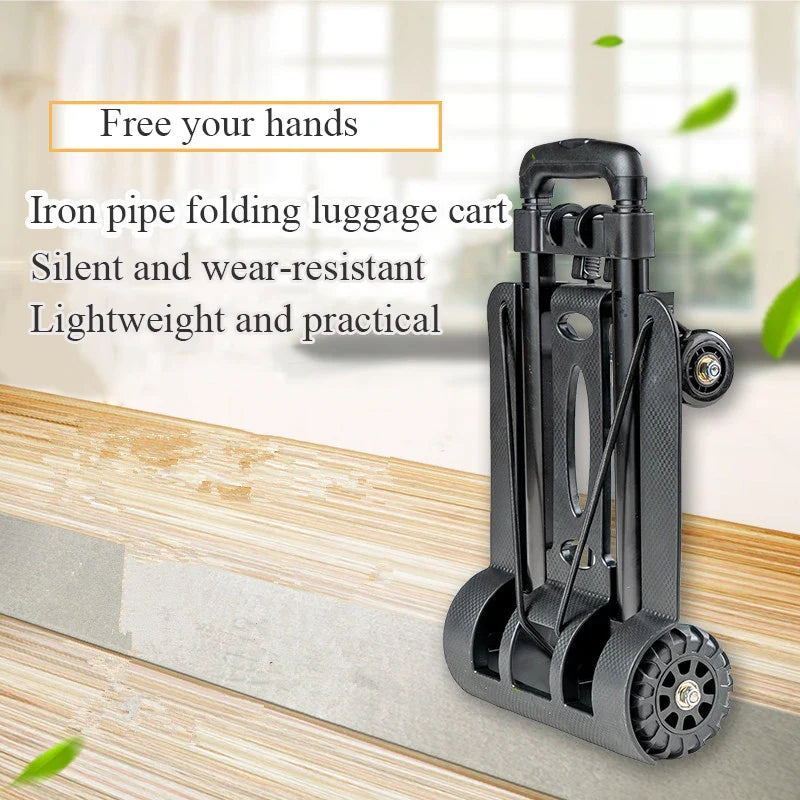 Foldable 4-Wheel Hand Truck Portable Cart Black