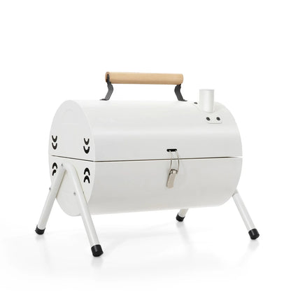 Dual-Side Portable Charcoal BBQ Grill Camping Stove White