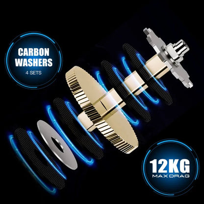 High-Speed Baitcasting Reel Dual Spools Right Hand Black