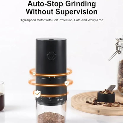Portable Electric Coffee Grinder 38 Setting Adjustable Ceramic Burr Black