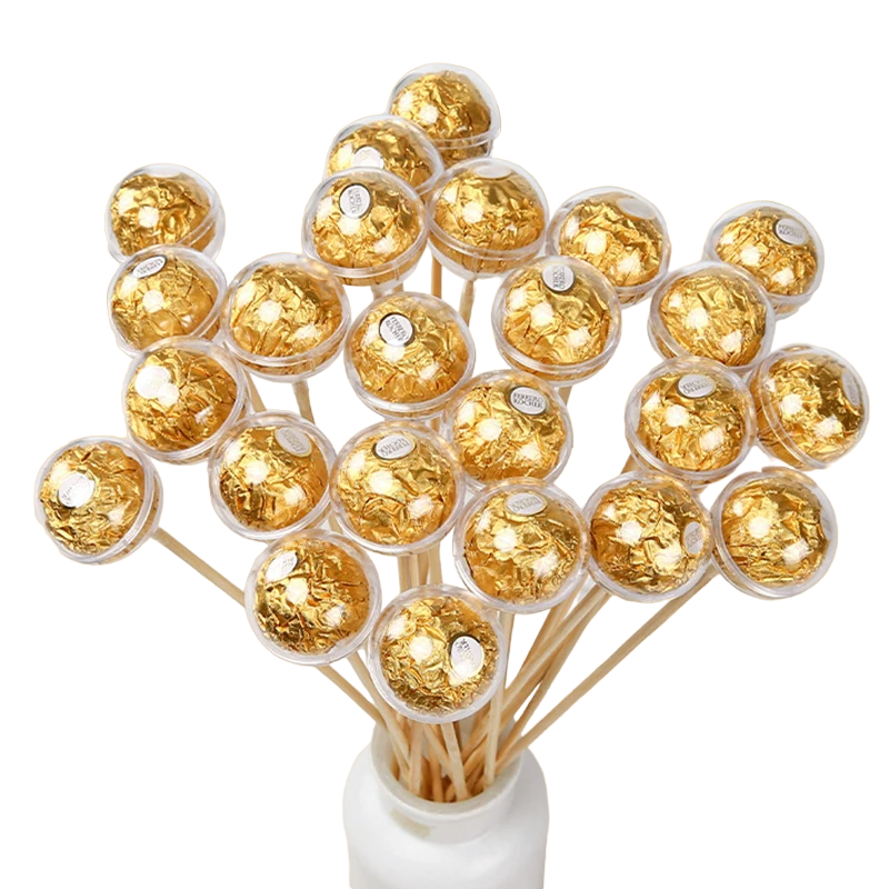 50Pcs Clear Acrylic Truffle Chocolate Cups with Sticks | Elegant Candy & Chocolate Holder