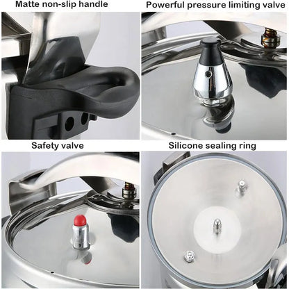 7L Heavy-Duty Aluminum Pressure Cooker Explosion-Proof Design Silver
