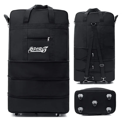 Expandable Travel Backpack with Wheels Black