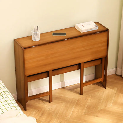 Folding Tawny Computer Table Desk - Multipurpose Bedside Workstation (103cm)