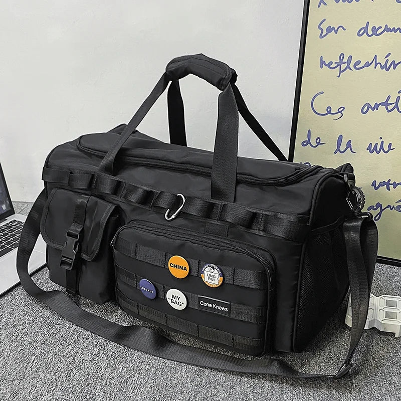 Foldable Dry-Wet Separation Gym Travel Bag Black