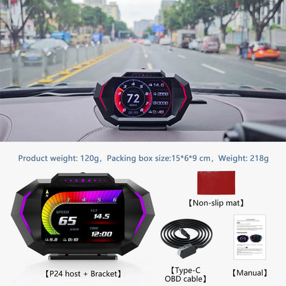 AD Digital Car HUD GPS OBD2 Head Up Display with Slope Meter Black