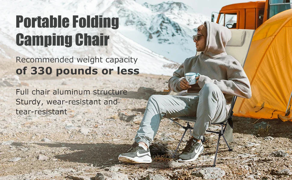 Portable Camping Chair - Lightweight Aluminum Alloy with Headrest