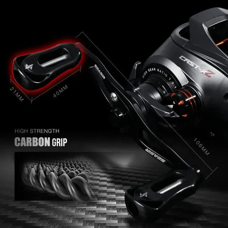 Baitcasting 9KG Drag Reel Dual Bearing System Right Hand Black