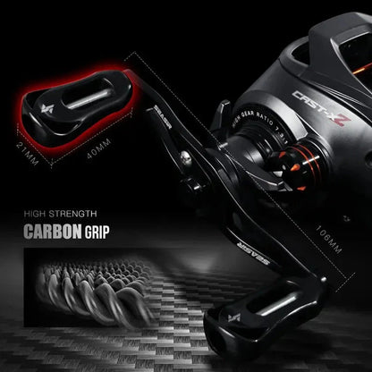 Baitcasting 9KG Drag Reel Dual Bearing System Right Hand Black