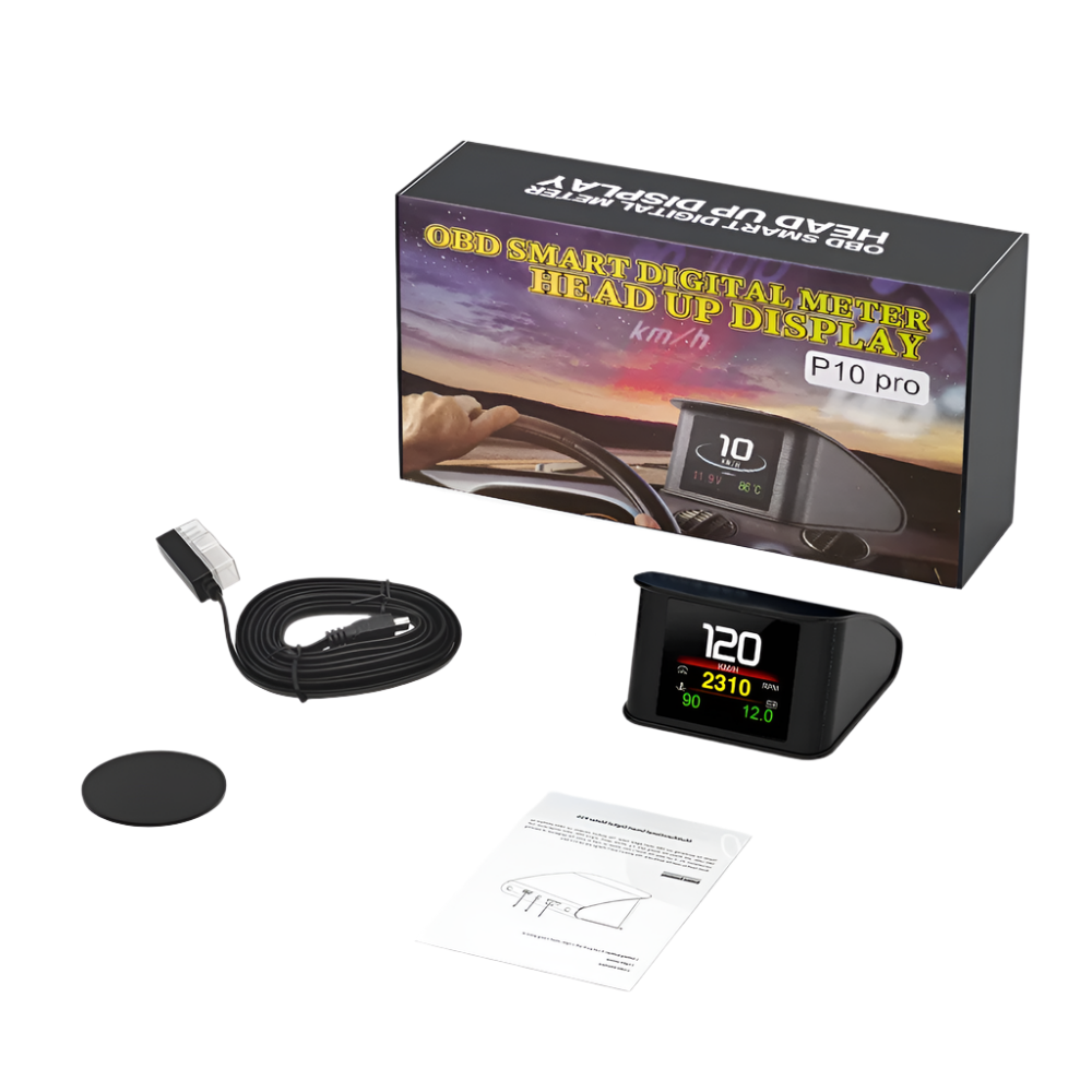 P10 Pro Head Up Display HUD OBD2 Digital On Board Black