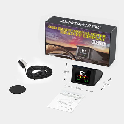 P10 Pro Head Up Display HUD OBD2 Digital On Board Black