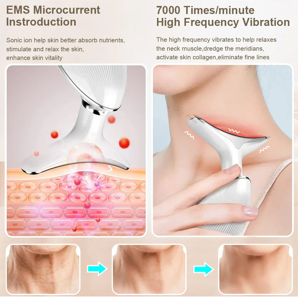 EMS Neck Face Lifting Massager - LED Photon Therapy, Wrinkle Remover ES-1081