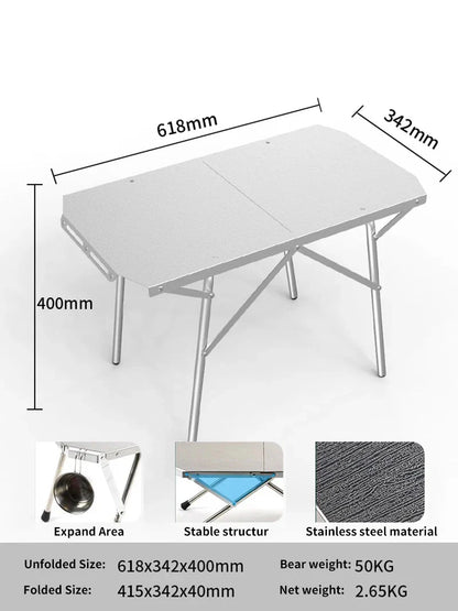 Outdoor Folding Table Heat-Resistant Silver
