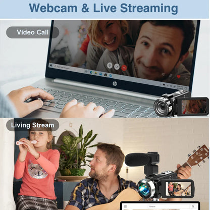 4K Digital Camera Dual Battery 64GB Card Included Black