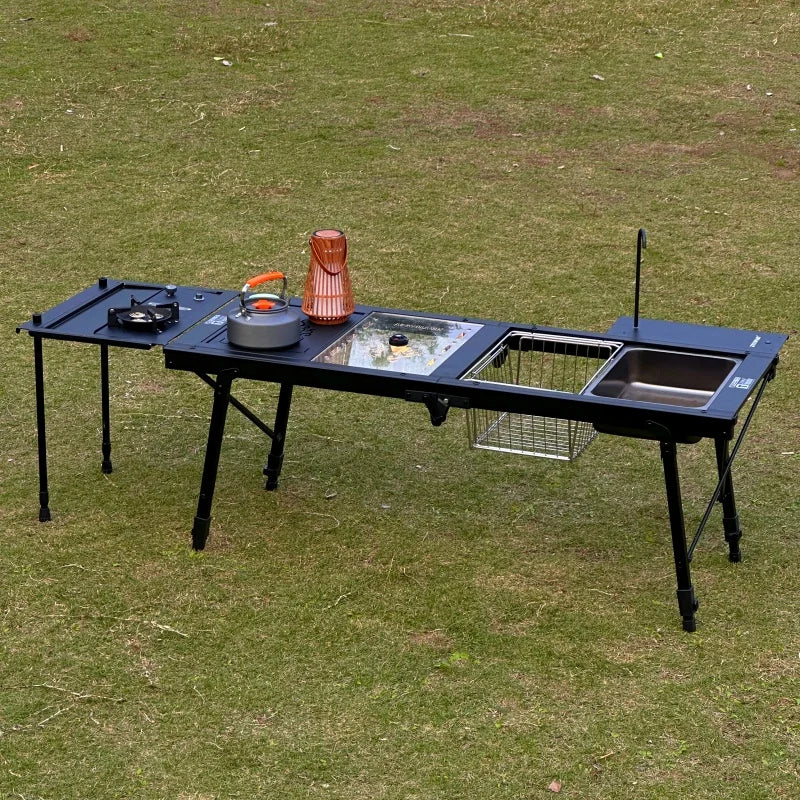 IGT 4-Unit Outdoor Camping Ultralight Folding Table Black